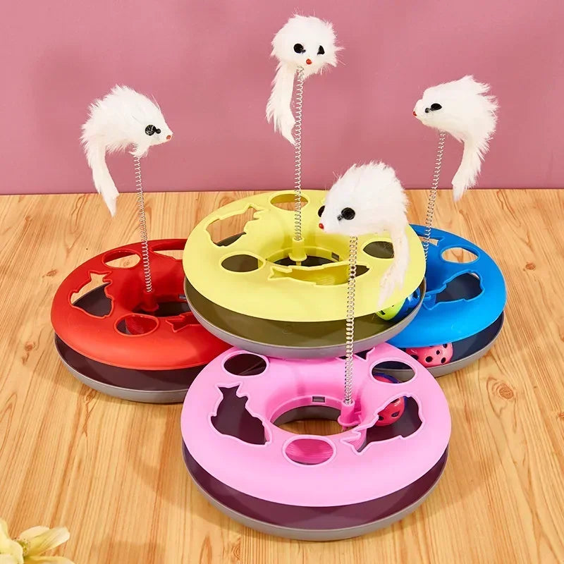Funny Cat Toys for Indoor Cats Interactive Kitten Toys Roller Tracks with Catnip Spring Pet Toy with Exercise Balls Teaser Mouse