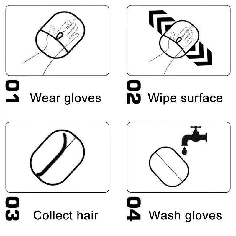 Upgraded Pet Grooming Gloves Cats Hair Brush Pet Removal Gloves Dual Brush Static-free Cat Cleaning Tool Hair Stripping Mitts