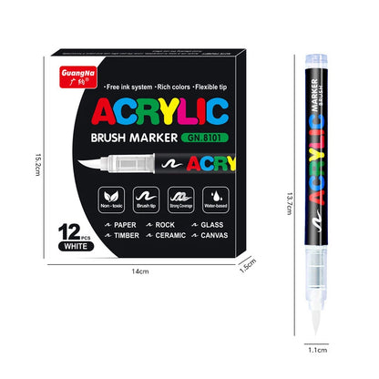 One direct liquid acrylic marker paint brush pen painting stone ceramic glass wood canvas making drawing graffiti coloring pen