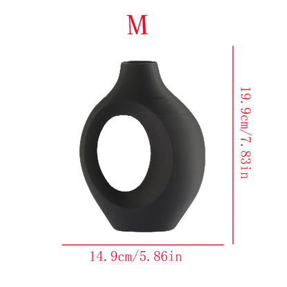 Hollow Nordic Modern Ceramic Vase Set of 2 for Modern Home Decor,Modern Boho Hollow Flower Vases for Living Room Bookshelf