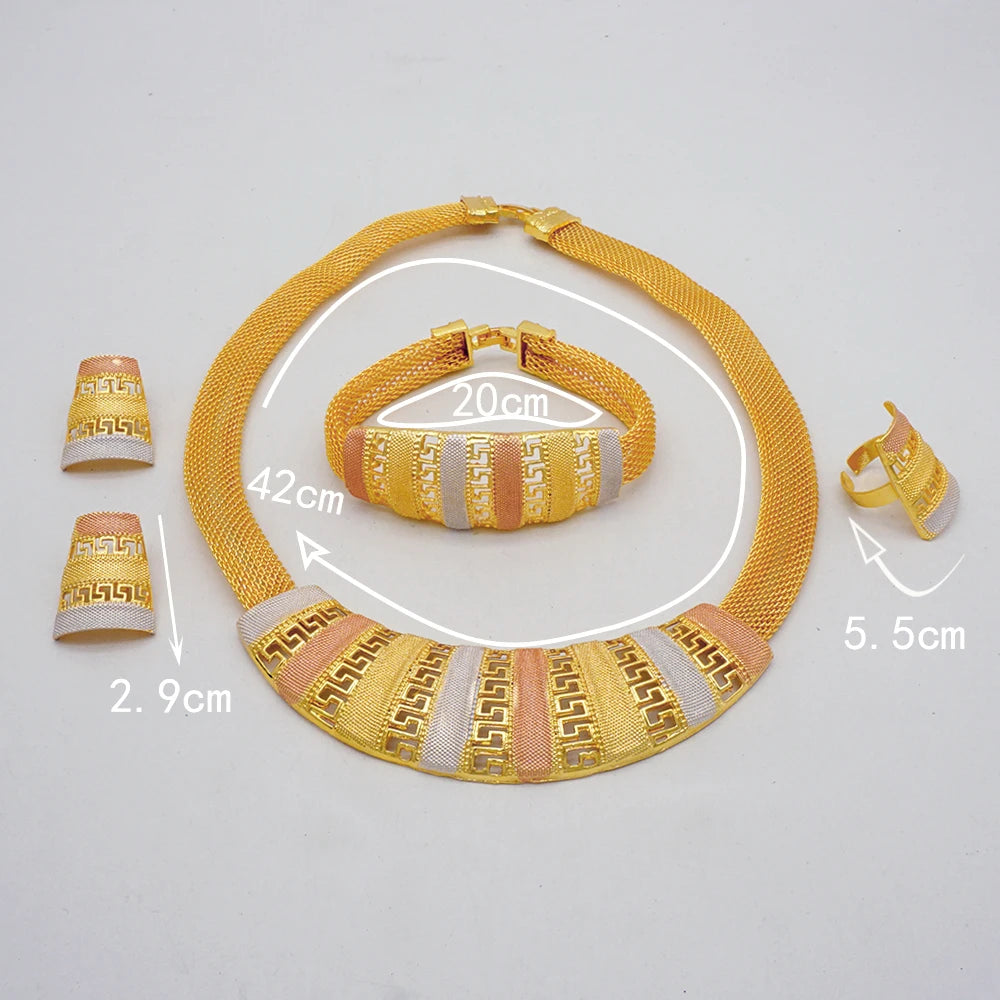 2023 Fine Jewelry Sets For Women Dubai Bridal Wedding Gifts Necklace Bracelet Earrings Ring Jewellery Set African Bead jewelry