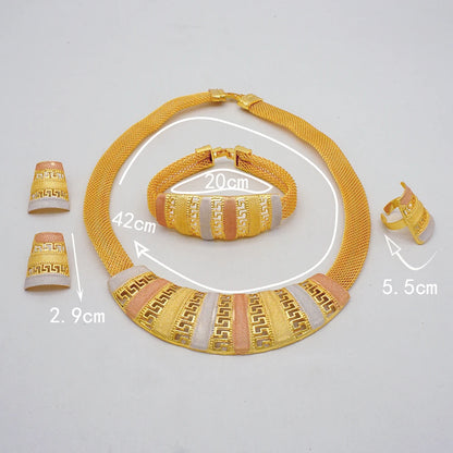 2023 Fine Jewelry Sets For Women Dubai Bridal Wedding Gifts Necklace Bracelet Earrings Ring Jewellery Set African Bead jewelry
