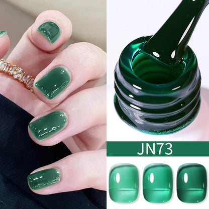 BORN PRETTY 10ml Wine Red Glitter Jelly Nude Gel Nail Polish Soak Off Translucent Color UV Light Cure for Nail Art DIY at Home