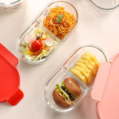 Sanrio Kawaii Hello Kitty Glass Lunch Box My Melody Kuromi Anime Cartoon Sweet Microwaveable Sealed Soup Bowls with Separate Lid