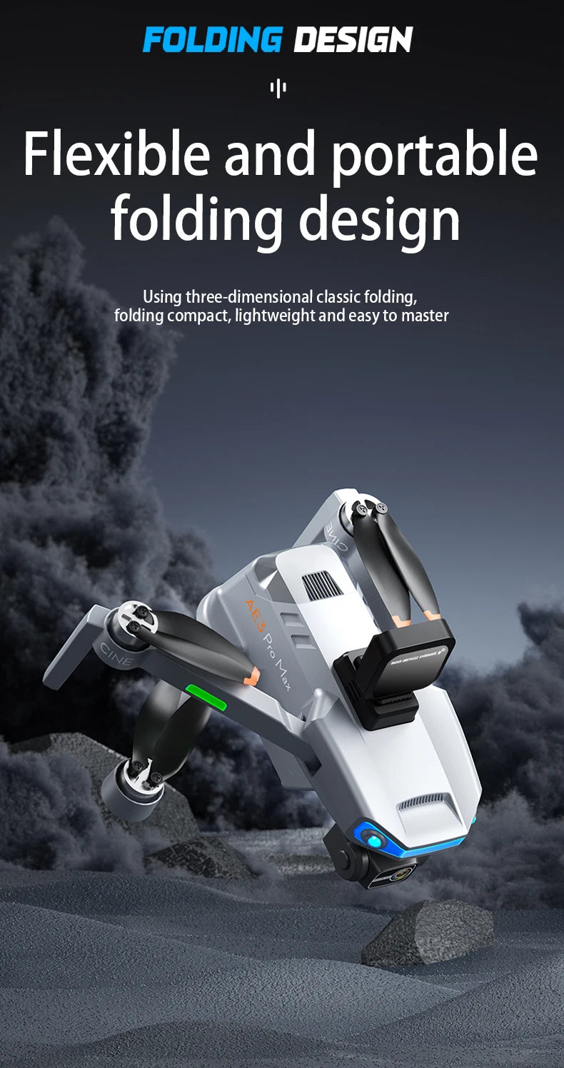 Drone professionnel AE3 Pro Max avec écran 360 ° Évitement d'obstacles sans brosse 8K double caméra 3 axes cardan quadrirotor FP