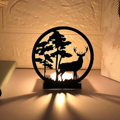 3D Animals Candle Container Silhouette Metal Iron Candlestick Holder Deer Elephant Giraffe Home Desktop Decor DIY Props Gift Kit