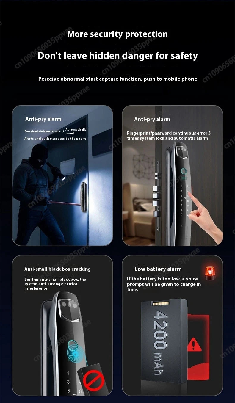 3D Face Recognition Anti-pry And Anti-crack Smart Door Lock Fully Automatic Password Fingerprint Lock Intercom Smart Door Lock