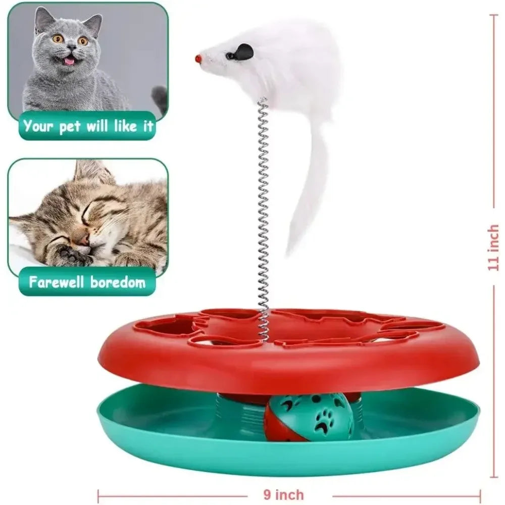 Cat Toys for Indoor Cats,Interactive Kitten Toys Roller Tracks with Catnip Spring Pet Toy with Exercise Balls