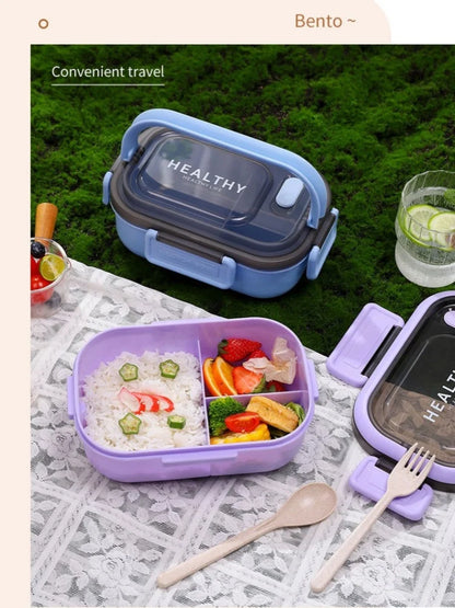 1200ML Double Layer Lunch Box Portable Compartment Salah Fruit Food Box Microwave Lunch Fork and Spoon Picnic Fresh Box