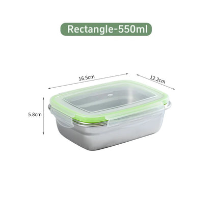 304 Stainless Steel Fresh-keeping Box Sealed Leak Proof Lunch Box Fruit Box with Lid Dumpling Container Refrigerated Storage Box