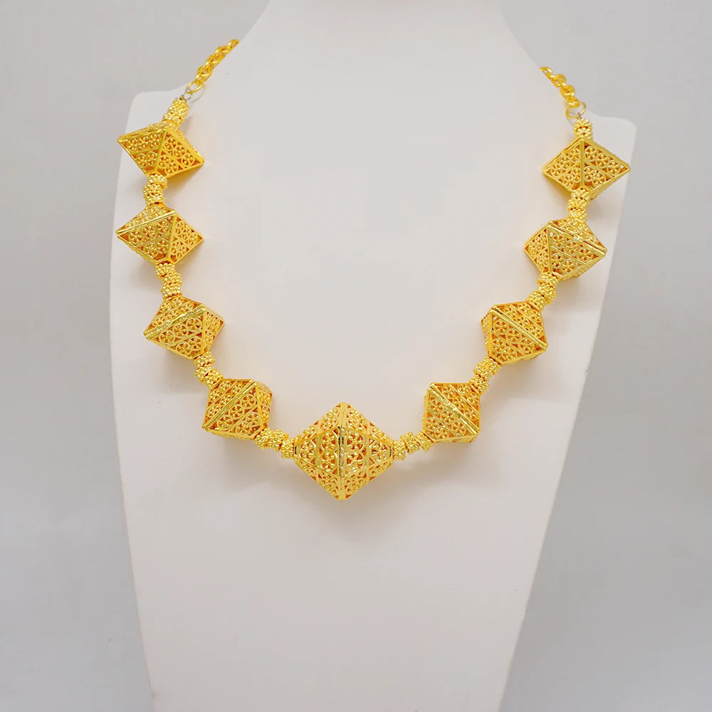 2023 Fine Jewelry Sets For Women Dubai Bridal Wedding Gifts Necklace Bracelet Earrings Ring Jewellery Set African Bead jewelry