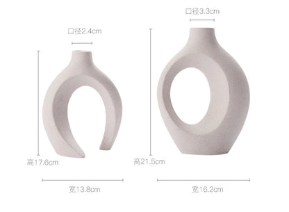 Hollow Nordic Modern Plastic Vase Set of 2 for Modern Home Decor,Modern Boho Hollow Flower Vases for Living Room Bookshelf