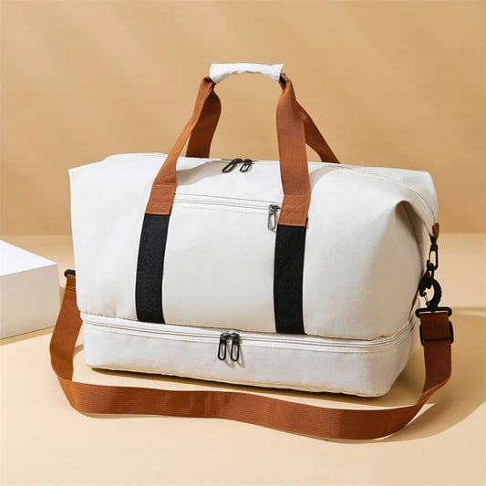 Large-capacity portable travel bag, lightweight gym bag, independent shoe compartment, shoulder messenger bag.