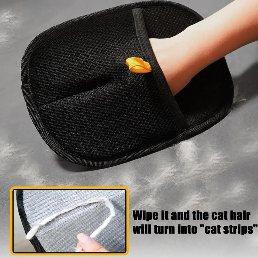 Pet Grooming Gloves Cats Hair Brush Pet Hair Removal Gloves Dual Brush Static-Free Cat Hair Cleaning Tool Hair Stripping Mitts