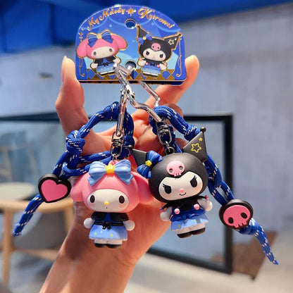 New Sanrio Kuromi 3D Keychain Kawaii Mymelody Cartoon Doll Couple Backpack Pendant Children's Birthday Toy Gift