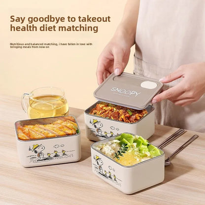 Cute Snoopy cartoon insulation lunch box multi-layer convenient to carry 304 stainless steel large capacity lunch box gift
