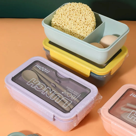 Plastic Compartments For Students And Office Workers, Large Capacity Bento Box With Lid, Sealed Insulated Lunch Container