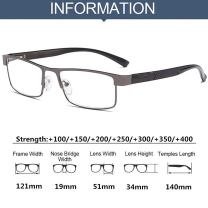 High Quality Men Titanium Alloy Reading Glasses Non Spherical Coated Lenses Business Hyperopia Prescription Eyeglasses +1.0 ~+4.