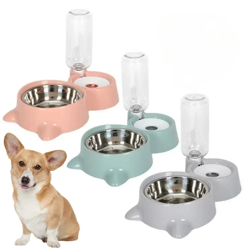 Pet food bowl, food container with automatic water storage and equipped with pet water dispenser 2-in-1 cat bowl water dispenser