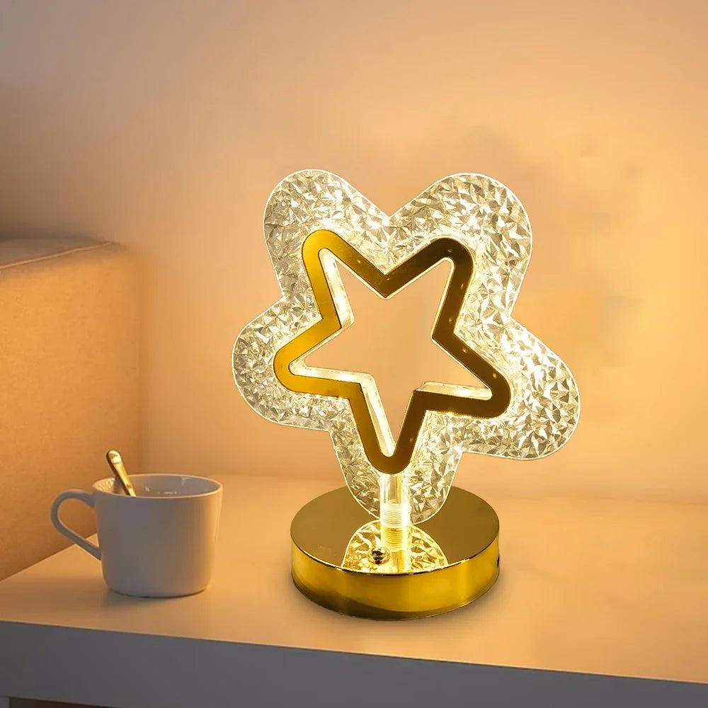 Star Moon Desk Lamp LED Decorative Lighting Night Light USB Rechargeable Bedside Atmosphere Light Moon Star Night Light