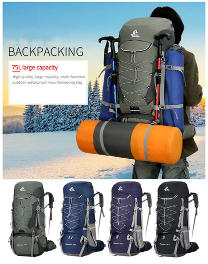 75L Camping Backpack Travel Sport Bag With Rain Cover Climbing Mountaineering Trekking Outdoor Rucksack Hiking Bag Shoulder Men