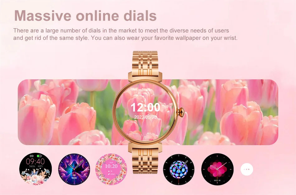 AMOLED Small Screen Fashion Women Smart Watch 454*454 HD Pixel Screen Always Show Time Bluetooth Call Smartwatch Metal Body 2023