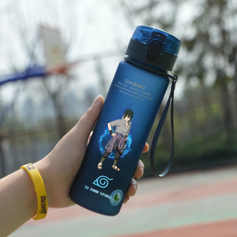 Naruto Sasuke Anime Pattern Plastic Drinking Cup Cartoon Water Bottle 560ml High Capacity Portable Sports Water Bottle Boy Girls