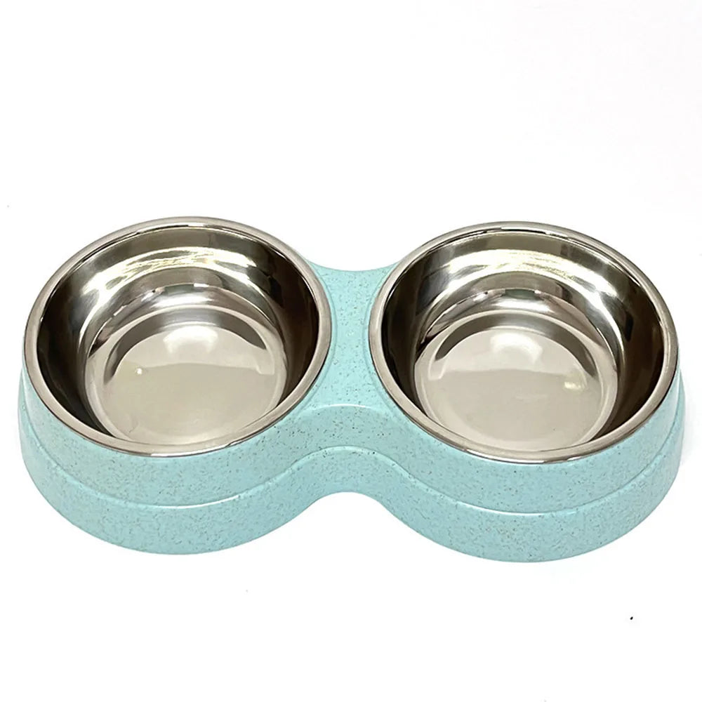 Pet Cat & Dog Dual Bowl - 2-in-1 Food & Water Bowl for Medium Cats, Puppies, Pet Feeding Supplies
