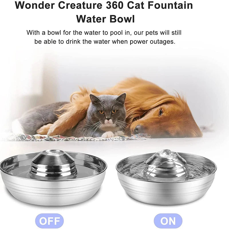 Petavista Dog Water Fountain Stainless Steel Pet Drinking Fountain for Cats Dogs 2L Ultra-Quiet Automatic Fountain Dog Drinker