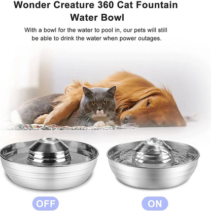 Petavista Dog Water Fountain Stainless Steel Pet Drinking Fountain for Cats Dogs 2L Ultra-Quiet Automatic Fountain Dog Drinker