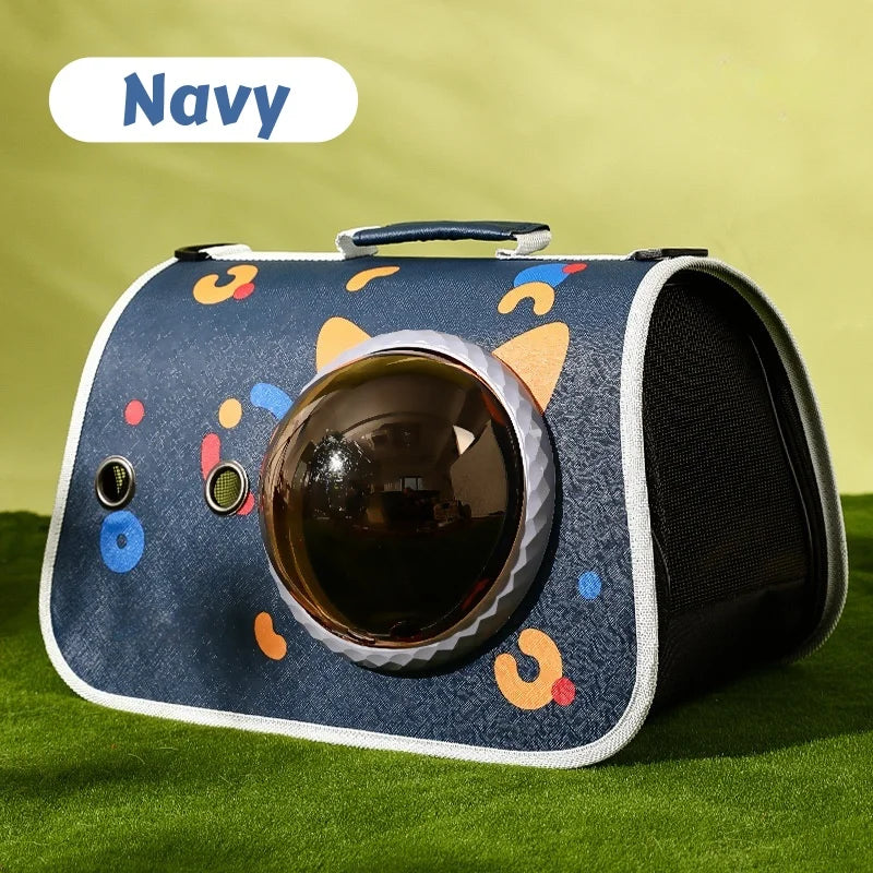 Foldable Cat Carrier Backpack – Cute Cartoon Design with Airflow Vents & Shoulder Strap Interface,  Pet Travel Bag for Cats