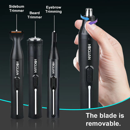 4-in-1 Professional Grooming Kit, USB Rechargeable Nose & Ear Hair Trimmer, Beard and Eyebrow Razor, Men'S Personal Care Tools