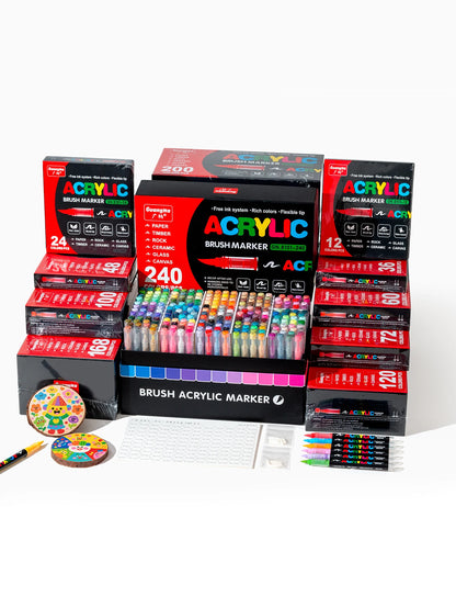 12-240 Color/box Professional Artist Marker Set - Soft-tip Drawing Straight Line Liquid Acrylic Markers, DIY Graffiti Art Painti