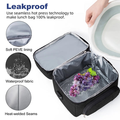 Double Insulated Lunch Bag Layer Portable Thermal Lunch Box Waterproof Picnic Heat Insulating Bag with Adjustable Strap