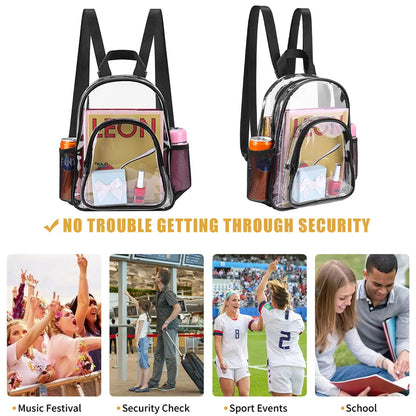 PVC Transparent Backpack Durable Clear Small Backpack Portable Lightweight Mini Cute Clear Bag for Work Outdoor Sports