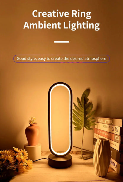 Slaapkamer Ringlamp Woonkamer Driekleurig Dimbare Bedlampje Led Nachtlampje Ambient Light Desk Nightstand Table Accessories