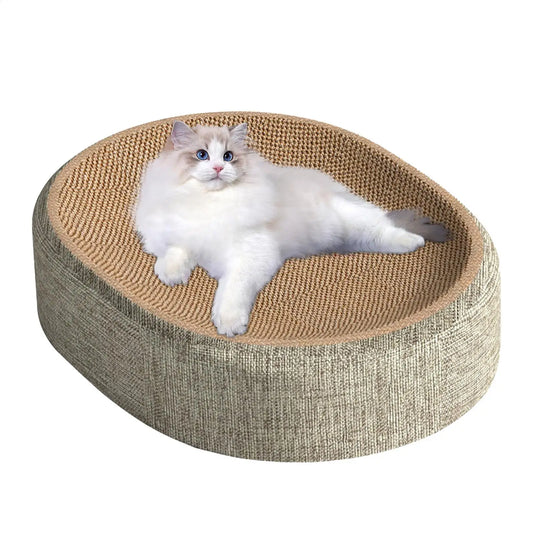 Oval Shaped Scratch Pad For Cats Sisal Scratching Cat Bed Multipurpose Pet Sleeping Mat Wear-Resistant Cat Scratch Bed Nest  ﻿