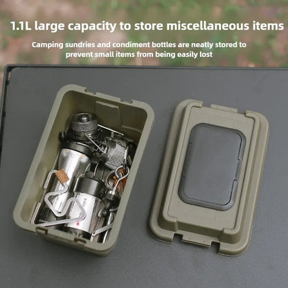 ISE MOUNT Outdoor Tissue Case Desktop Napkin Paper Storage Box Portable 1.1L Camping Picnic Seasoning Bottle Organizer Sundries