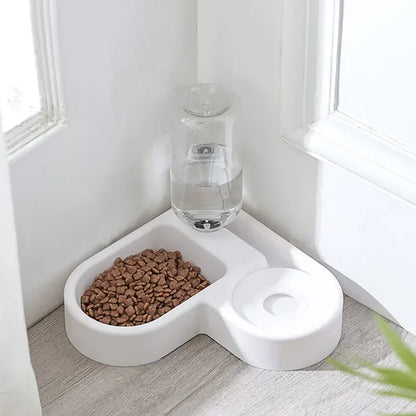 Pet food bowl, food container with automatic water storage and equipped with pet water dispenser 2-in-1 cat bowl water dispenser