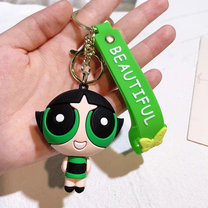 malefic keychain Powerpuff Girls Creative Keychain for Women Men Fans Cartoon Cute Silicone Doll Pendant Keyring Gifts Keys Hold