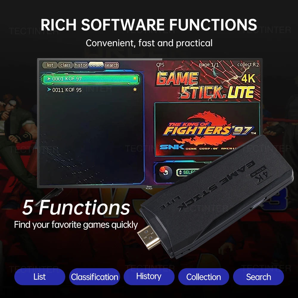 M8 4K Game Stick TV Video Game Console 64G Built-in 20000+ Games Wireless Controller Gamepad Retro Handheld Game Player For PS1