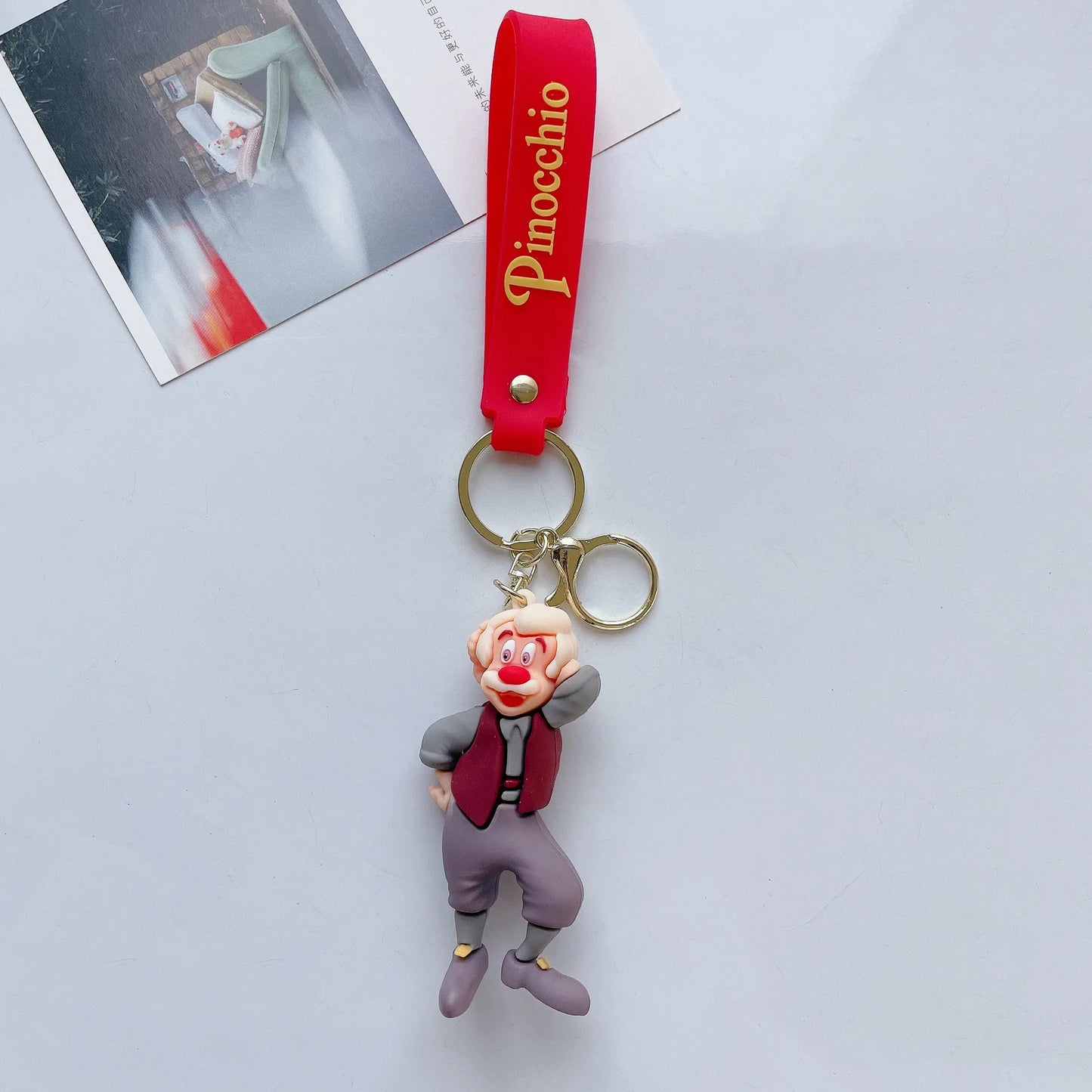 Anime Pinocchio Keychain Children Charm Keyring Cartoon Accessories Bag Car Key Chain Decoration Cute Model Pendant Gift Toys