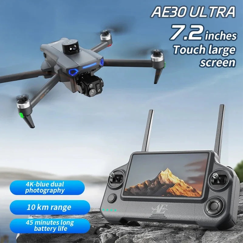 Drone professionnel AE3 Pro Max avec écran 360 ° Évitement d'obstacles sans brosse 8K double caméra 3 axes cardan quadrirotor FP