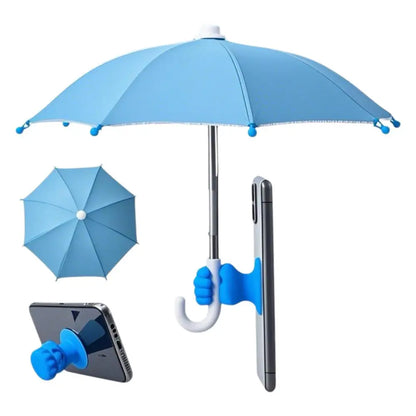 Fist Shape Motorcycle Umbrella - Suction Cup Phone Mount & Silver Coating UV Protection, Windproof Mini Foldable Rain Sun Shade