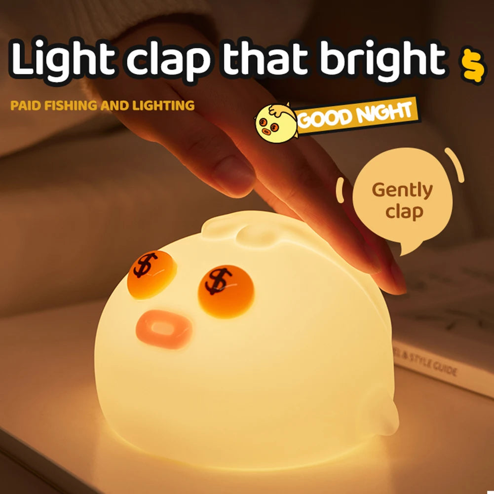 3-Speed Dimming Night Light Type-C Charging Fun Pat Light Bedside Table Soft Light with Sleeping Light Ambient Light for Bedroom