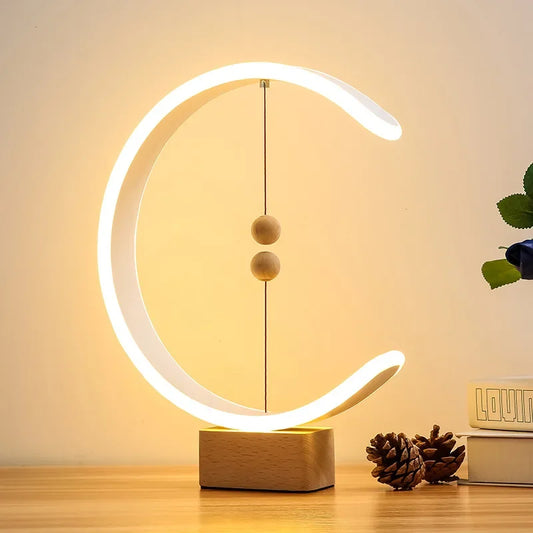 Nordic magnetic levitation balance lamp magnetic led table lamp bedroom bedside home decoration desk lamp Beech wood lampholder