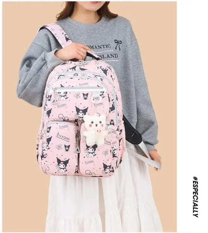 Kawaii Kuromi Backpack Junior High School Bag Student Schoolbag Anime Cartoon Shoulder Bag Girls Gift
