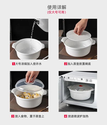 Microwave Oven Special Box Household Plastic Heating Fresh Keepeing Box with Lid Steamed Bun Instant Noodles Kitchen Bowl