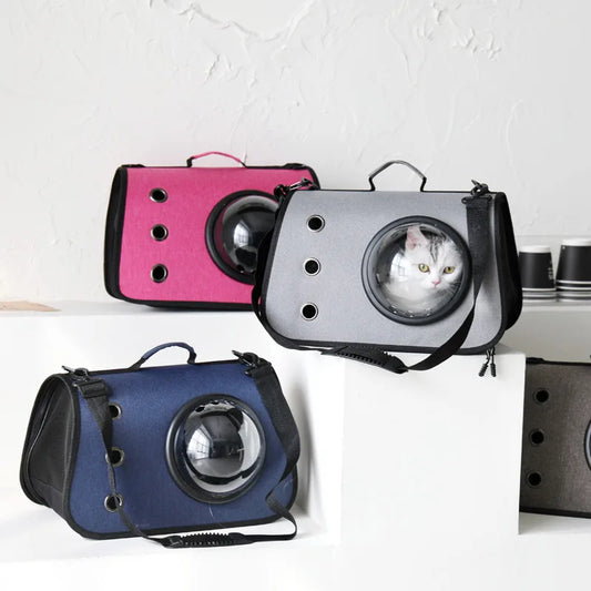 Portable Pet Backpack for Outdoor Travel Foldable Transparent Cat Backpack Suitable Dogs and Cats Breathable Tote Bag for Travel
