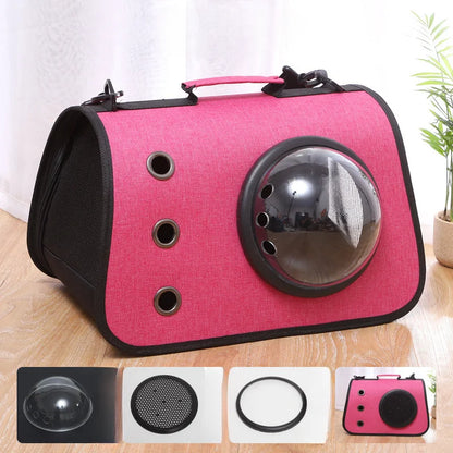 Portable Pet Backpack for Outdoor Travel Foldable Transparent Cat Backpack Suitable Dogs and Cats Breathable Tote Bag for Travel